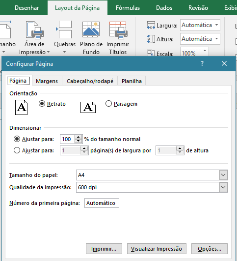 Guia Layout de Página no Excel