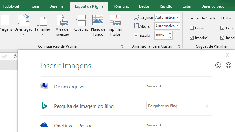 Inserir imagem no Layout de Página no Excel