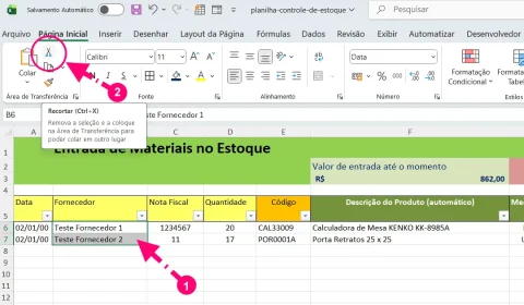 Mover o Conteúdo de Uma Célula na Planilha