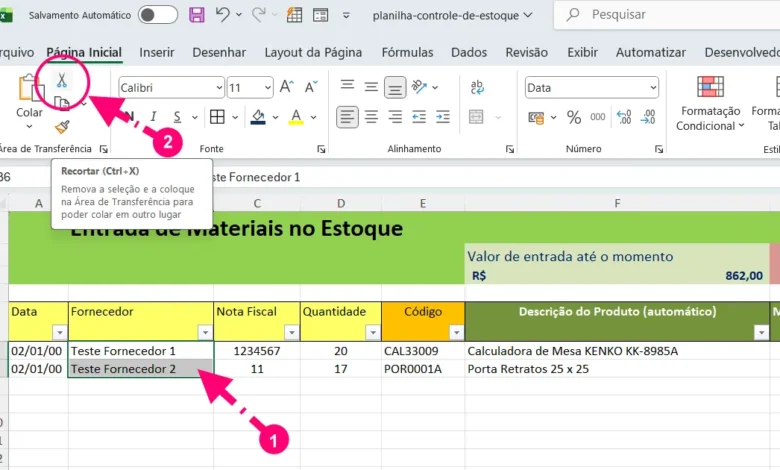 Mover o Conteúdo de Uma Célula na Planilha
