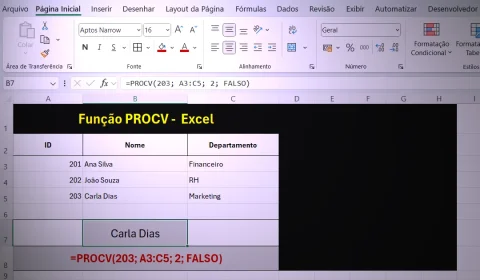 Função PROCV do Excel - Procura Vertical