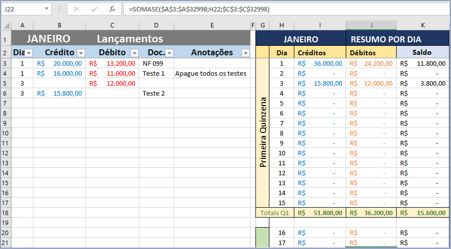 Planilha de Fluxo de Caixa