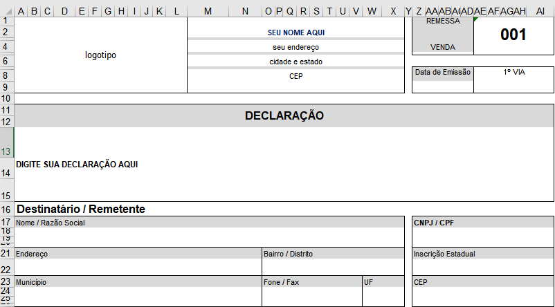 Declaração de remessa