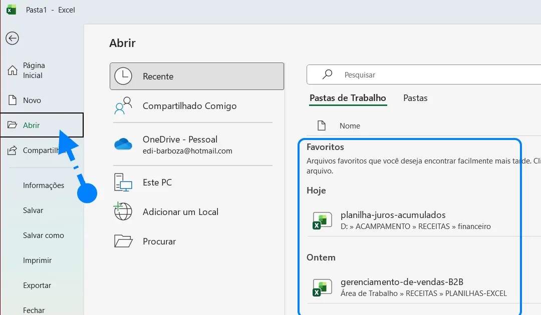 Abrir Arquivos no Excel