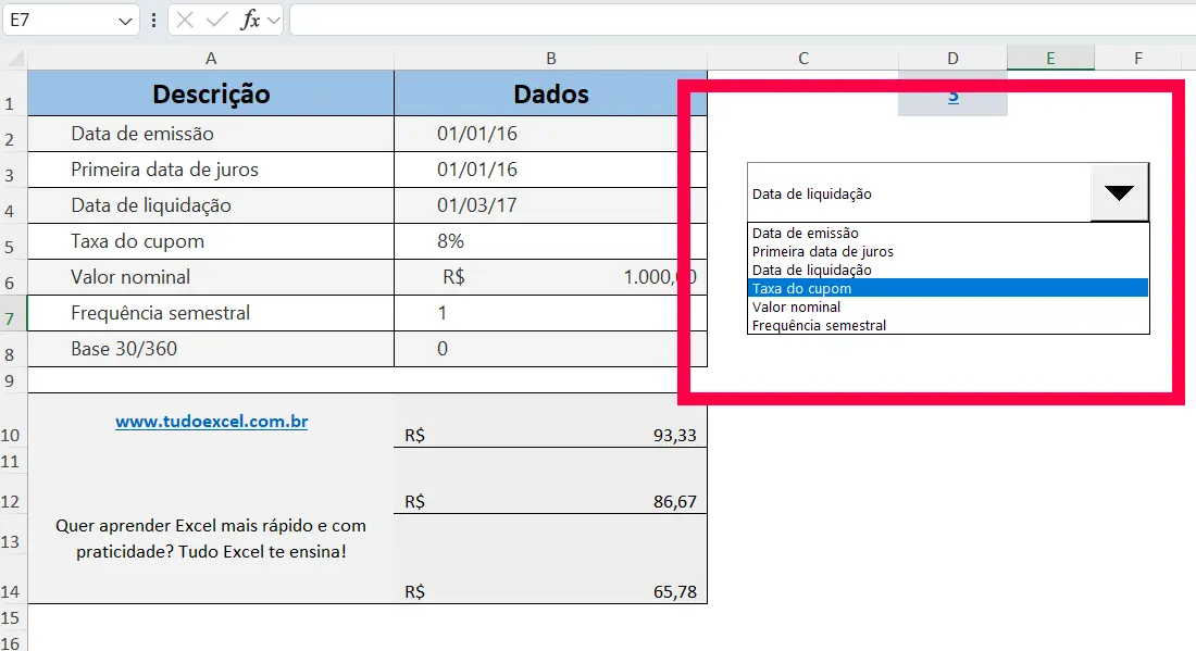 Caixa de Combinação Inserir no Excel