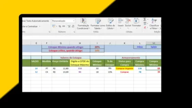 Definindo Estoque Máximo e Estoque Mínimo na Planilha