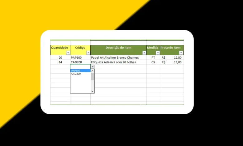 Fazer a Planilha de Cadastro de Itens do Estoque no Excel