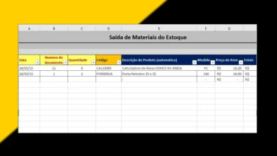 Fazer a Planilha de Saída de Materiais do Estoque