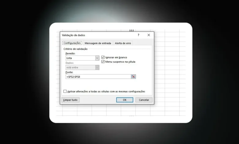 Criar Lista Suspensa com Validação de Dados