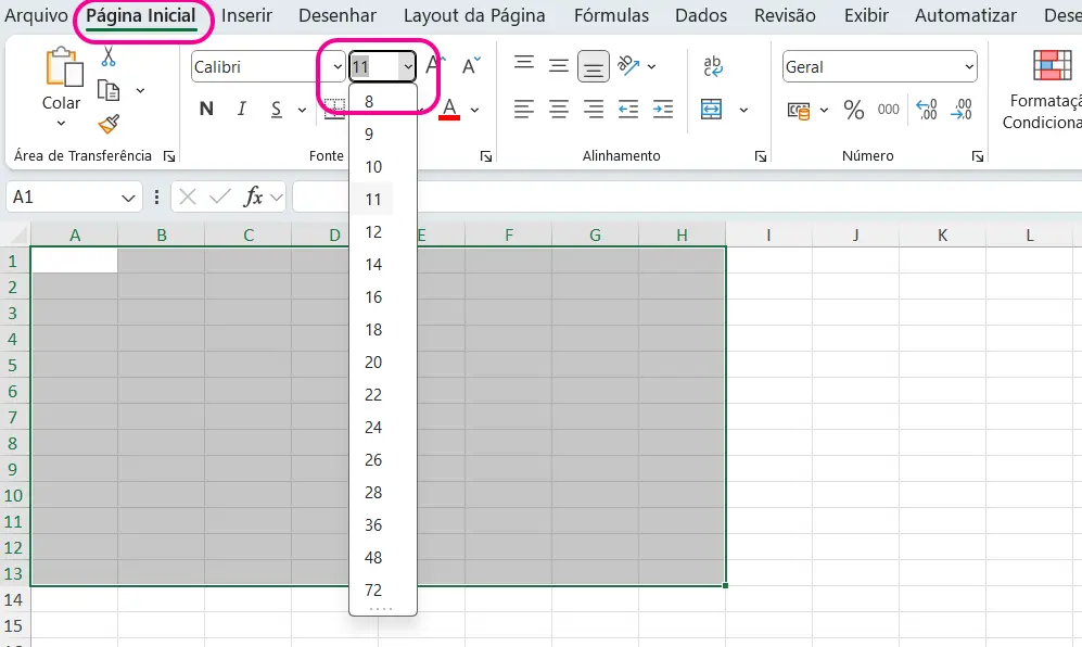 Ajustar o Tamanho da Fonte
