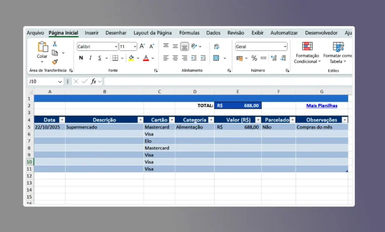 Aplicar Formatos de Tabela na Planilha do Excel