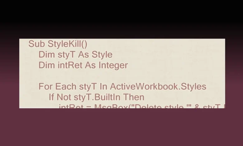 Como Excluir Estilos Indesejados com VBA no Excel
