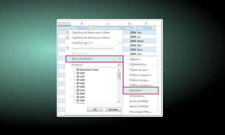 Filtrar um Intervalo de Dados no Excel