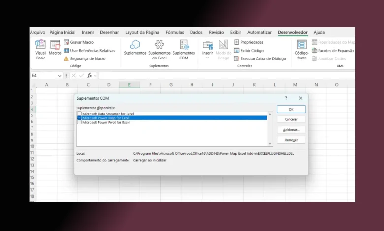 Adicionar ou Remover um Suplemento COM no Excel