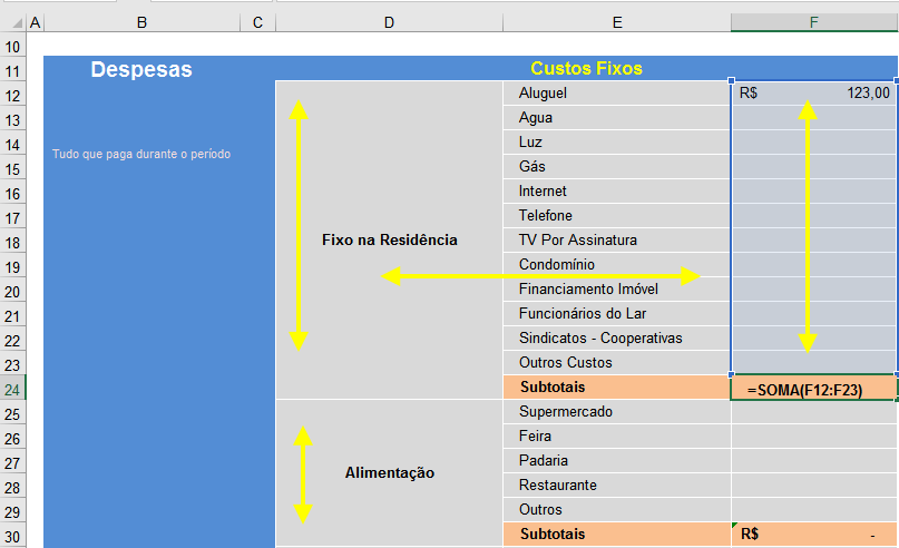 Fazer Planilha de Controle de Gastos