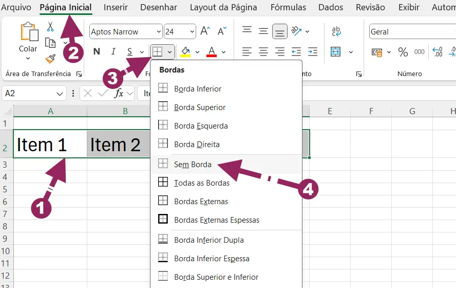 Remover Bordas da Planilha no Excel