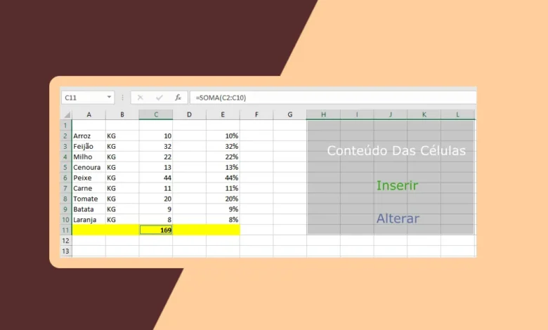 Inserir e Alterar o Conteúdo da Célula na Planilha de Excel