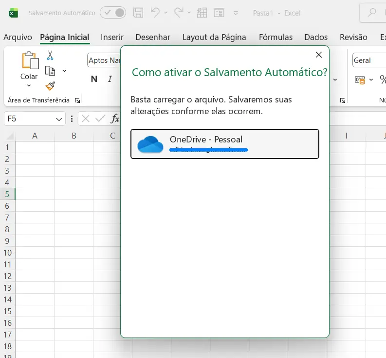 Ative o Salvamento Automático no OneDrive