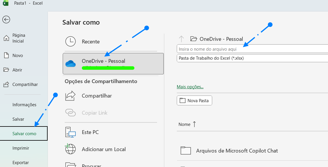 Salve Seus Arquivos do Excel no OneDrive