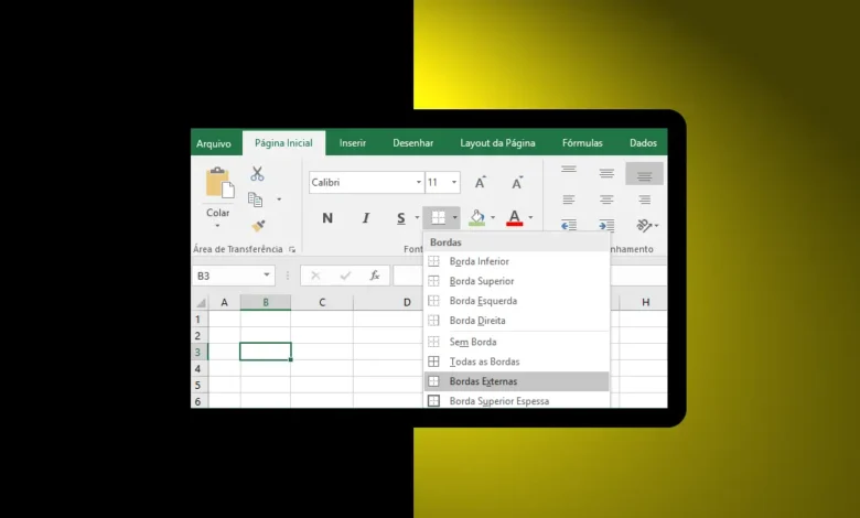 Aplicar Bordas nas Células da Planilha Excel