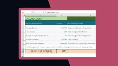 Contar Caracteres em Células da Planilha
