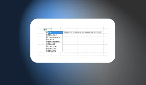Digitando o nome de uma função no Excel