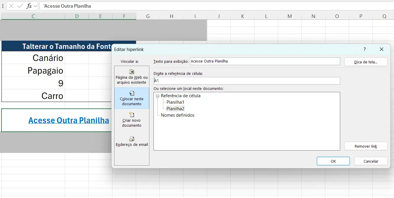 Editar um Hiperlink no Excel
