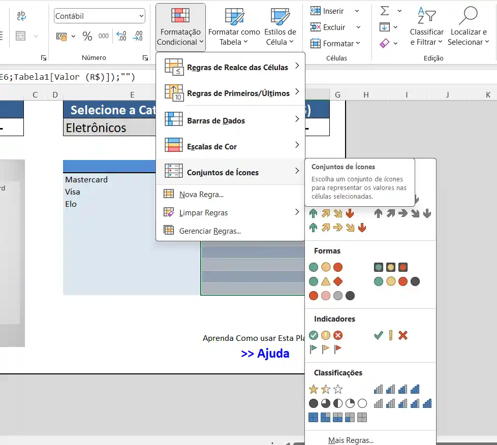 Formatação Condicional Conjunto de Ícones