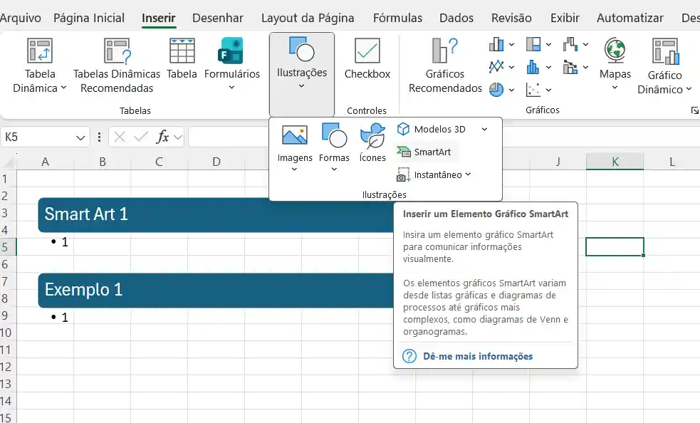Inserir SmartArt no Excel