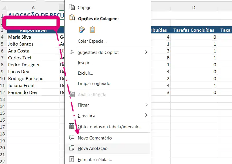 Nova Forma de Inserir Comentário no Excel