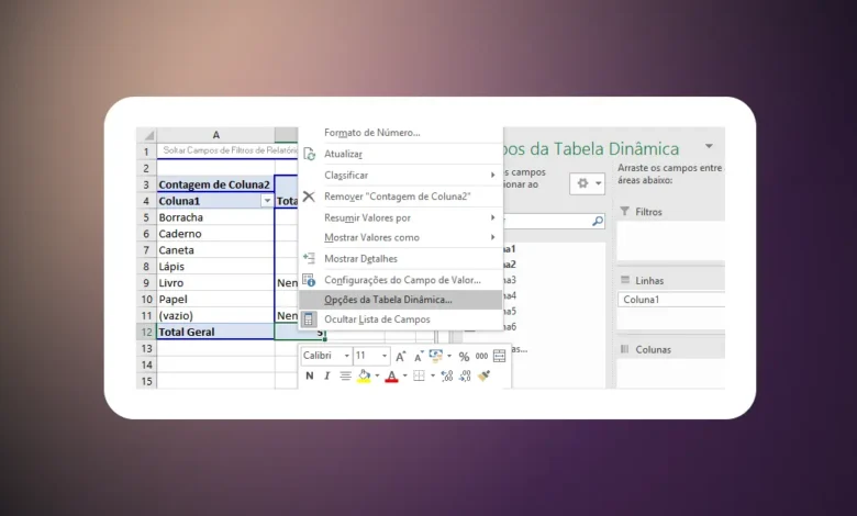 Ocultar Valores Zero na Tabela Dinâmica