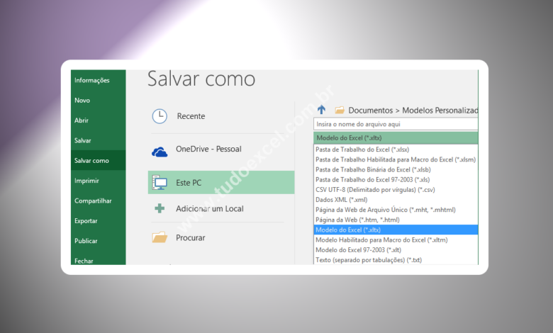 Salvar a Pasta de Trabalho como Modelo