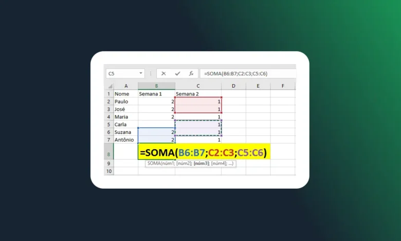 Usando SOMA com células não contíguas