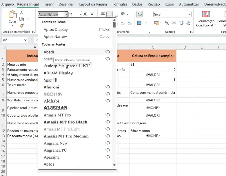 Alterar a Fonte no Excel