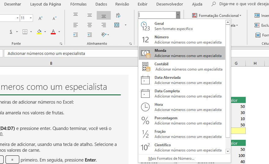 Diferença Entre os Formatos Moeda e Contábil no Excel