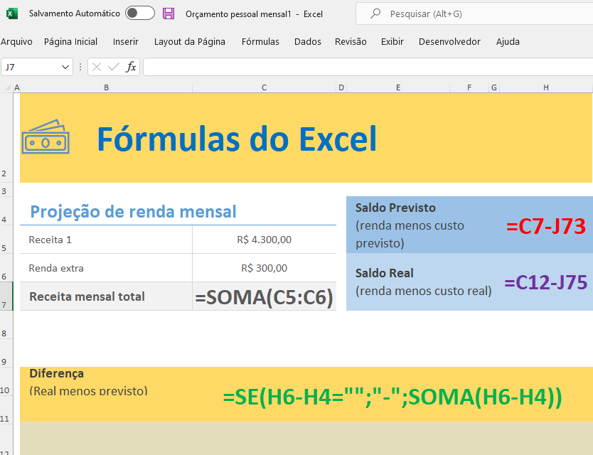 Exemplos e Informações sobre Fórmulas do Excel