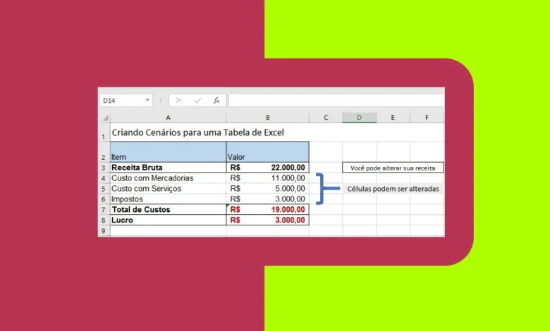 Criar Cenários em Uma Planilha de Dados