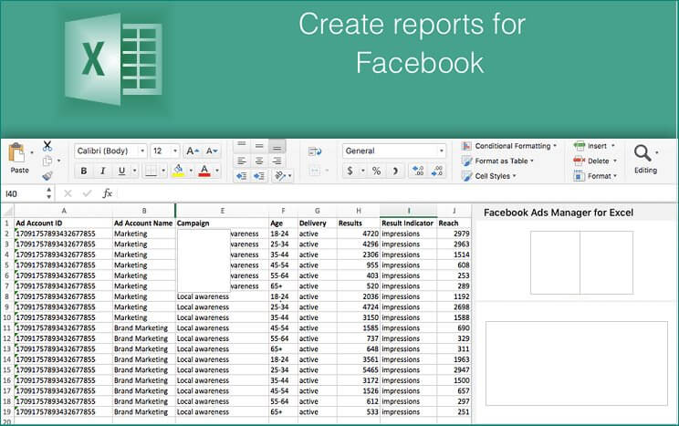 Criar Relatórios do Excel para Facebook