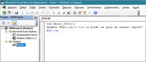 Macro VBA no Excel 2016