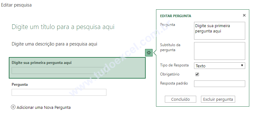 Perguntas da Pesquisa do Excel