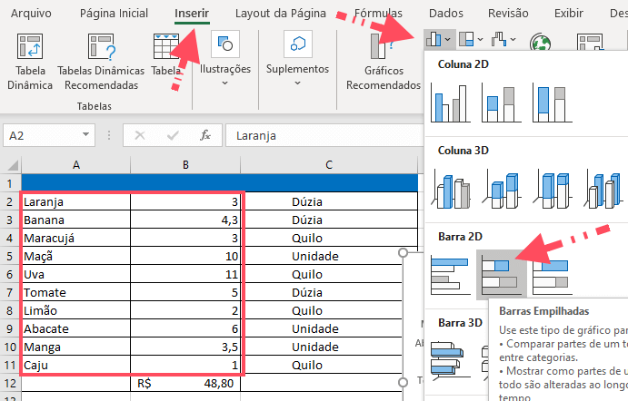 Criar um gráfico no Excel