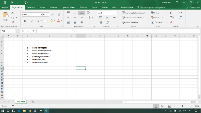 Tela do Microsoft ExcelExcel