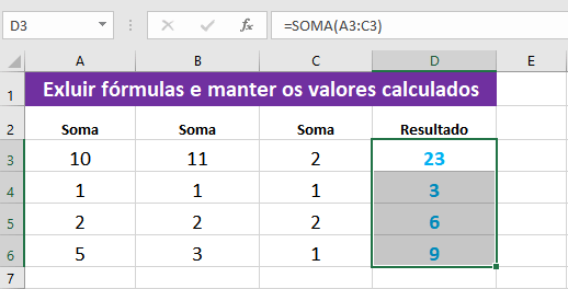 Excluir a Fórmula e Manter o Valor Calculado na Planilha