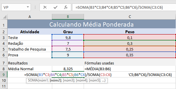 Calcular Médias Ponderadas