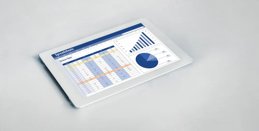 planilha aberta no Excel para iPad