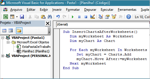 VBA Inserir Planilha