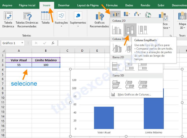 Como fazer um gráfico de termômetro no Excel