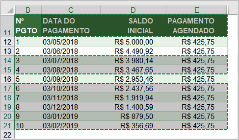 Desmarcar uma seleção na planilha de Excel