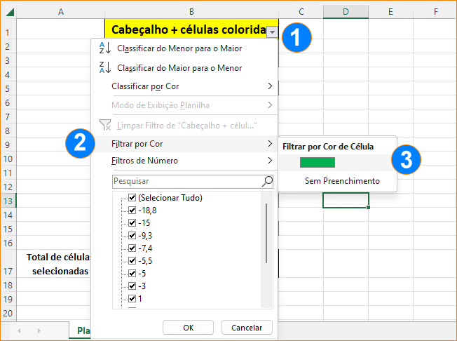 Filtrar Por Cor de Célula