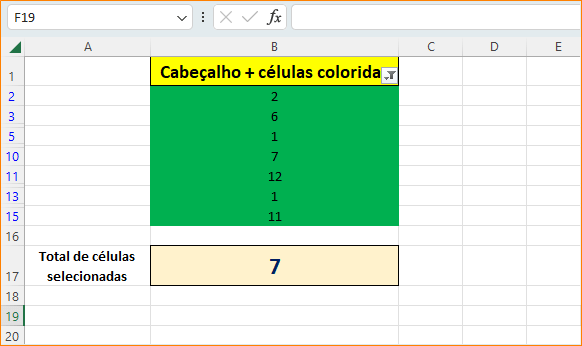 Resultado de Contar Células Pela Cor no Excel